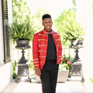 Red and Gold Sequence Party Coat